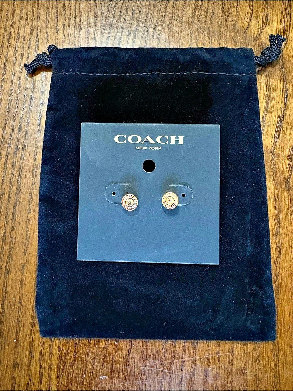 Coach Open Circle Halo Stud Earrings Rose Gold - Picture 3 of 6